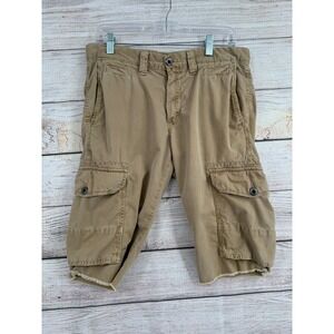 Paperbacks Cargo Shorts Mens 31 Tan Khaki‎ Cutoff Raw Hem Cotton Twill